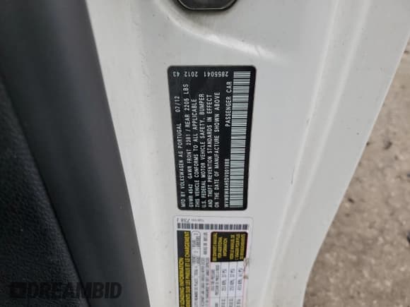 ✅ 2013 Volkswagen Eos Komfort • VIN: WVWBW8AH5DV001888 • Lot: 86886554. Wystawiony na Copart z przebiegiem 188 812 mil. Bezpłatny archiwum sprzedaży aukcyjnych z USA i szczegółowy raport historii pojazdu na DreamBid. Zdjęcie 12.