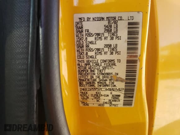 ✅ 2002 Nissan Frontier SE • VIN: 1N6ED29Y52C340242 • Lot: 80052454. Wystawiony na Copart z przebiegiem 269 799 mil. Bezpłatny archiwum sprzedaży aukcyjnych z USA i szczegółowy raport historii pojazdu na DreamBid. Zdjęcie 12.