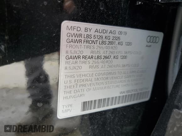 ✅ 2020 Audi Q3 S line Premium Plus • VIN: WA1EECF33L1007740 • Lot: 59664365. Listed on Copart with 32,326 mi. Free auction sales archive from the USA and detailed vehicle history report at DreamBid. Image 14.