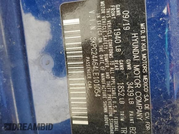 ✅ 2020 Hyundai Accent SE • VIN: 3KPC24A64LE101054 • Лот: 88239265. Опубликован ранее на Copart с пробегом 47 988 миль. Бесплатный доступ к архиву аукционных продаж из США и подробный отчёт об истории автомобиля на DreamBid. Изображение 13.