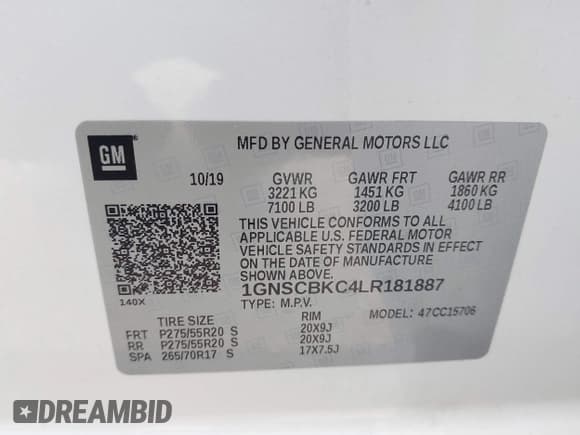 ✅ 2020 Chevrolet Tahoe LT • VIN: 1GNSCBKC4LR181887 • Lot: 42160821. Wystawiony na IAAI z przebiegiem 106 757 mil. Bezpłatny archiwum sprzedaży aukcyjnych z USA i szczegółowy raport historii pojazdu na DreamBid. Zdjęcie 9.