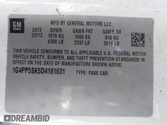 ✅ 2013 Buick Verano • VIN: 1G4PP5SK5D4181631 • Lot: 43543300. Wystawiony na IAAI z przebiegiem 125 636 mil. Bezpłatny archiwum sprzedaży aukcyjnych z USA i szczegółowy raport historii pojazdu na DreamBid. Zdjęcie 9.