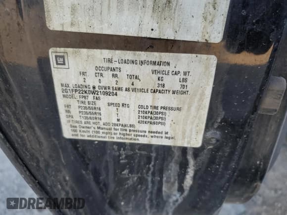 ✅ 1998 Chevrolet Camaro • VIN: 2G1FP22K0W2109204 • Lot: 41378405. Listed on Copart with Not provided. Free auction sales archive from the USA and detailed vehicle history report at DreamBid. Image 12.