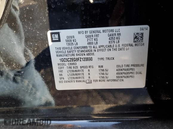 ✅ 2015 Chevrolet Silverado 1500 • VIN: 1GC5CZEG8FZ120690 • Лот: 41780525. Опубликован ранее на Copart с пробегом 84 567 миль. Бесплатный доступ к архиву аукционных продаж из США и подробный отчёт об истории автомобиля на DreamBid. Изображение 12.