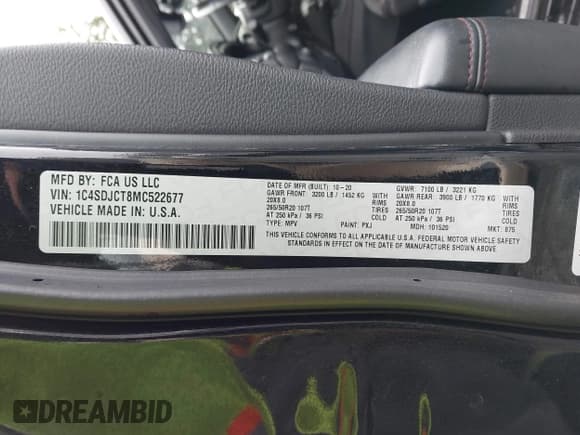 ✅ 2021 Dodge Durango R/T • VIN: 1C4SDJCT8MC522677 • Lot: 43600089. Wystawiony na IAAI z przebiegiem 89 538 mil. Bezpłatny archiwum sprzedaży aukcyjnych z USA i szczegółowy raport historii pojazdu na DreamBid. Zdjęcie 9.