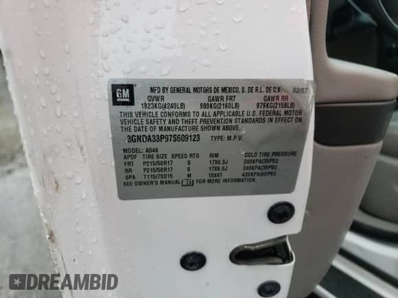 2007 Chevrolet HHR LT z VIN 3GNDA33P97S609123, wystawiony jako Copart lot #72720214 z przebiegiem 59 630 mil mil oraz Szkoda całkowita • Salvage title. Historia ofert i sprzedaży dostępna na DreamBid. Obrazek 13.