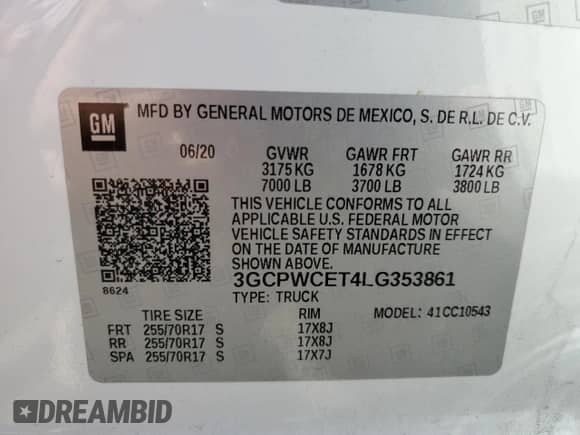 2020 Chevrolet Silverado 1500 LT с VIN 3GCPWCET4LG353861, выставлен на аукционе Copart как лот 66680784 с пробегом 82 168 миль миль и Списание • Salvage title. История ставок и продаж доступна на DreamBid. Изображение 13.