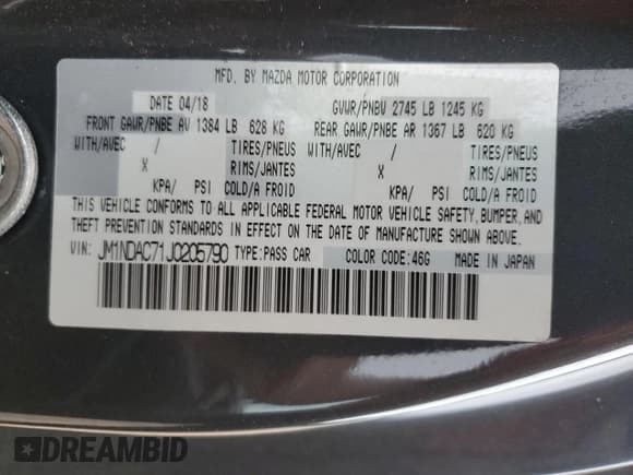 ✅ 2018 Mazda MX-5 Miata Club • VIN: JM1NDAC71J0205790 • Лот: 52853665. Опубликован ранее на Copart с пробегом 80 037 миль. Бесплатный доступ к архиву аукционных продаж из США и подробный отчёт об истории автомобиля на DreamBid. Изображение 12.