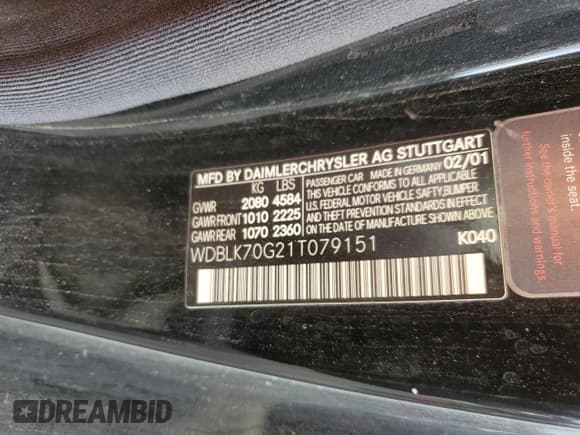 ✅ 2001 Mercedes-Benz CLK 320/430 • VIN: WDBLK70G21T079151 • Lot: 91594035. Wystawiony na Copart z przebiegiem 69 015 mil. Bezpłatny archiwum sprzedaży aukcyjnych z USA i szczegółowy raport historii pojazdu na DreamBid. Zdjęcie 12.