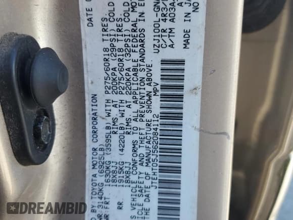 ✅ 2006 Toyota Land Cruiser • VIN: JTEHT05J562084112 • Lot: 63146835. Wystawiony na Copart z przebiegiem 215 440 mil. Bezpłatny archiwum sprzedaży aukcyjnych z USA i szczegółowy raport historii pojazdu na DreamBid. Zdjęcie 13.