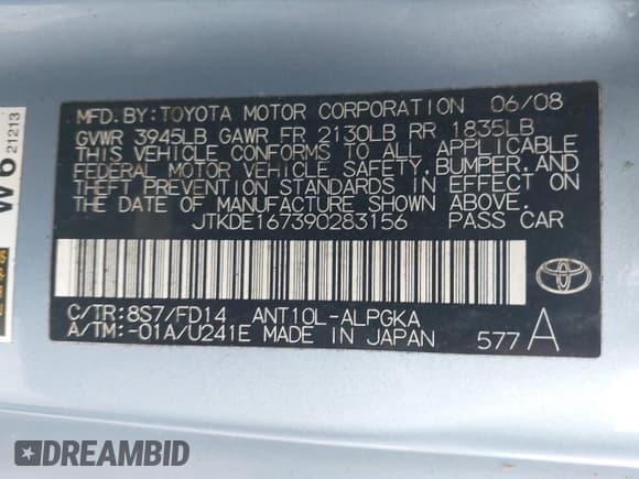 ✅ 2009 Scion tC • VIN: JTKDE167390283156 • Lot: 43203253. Listed on IAAI with 164,580 mi. Free auction sales archive from the USA and detailed vehicle history report at DreamBid. Image 9.