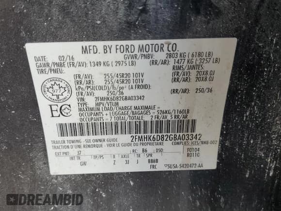 ✅ 2016 Ford Flex Limited • VIN: 2FMHK6D82GBA03342 • Lot: 85896795. Wystawiony na Copart z przebiegiem 121 768 mil. Bezpłatny archiwum sprzedaży aukcyjnych z USA i szczegółowy raport historii pojazdu na DreamBid. Zdjęcie 14.