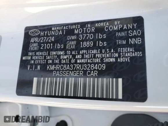 ✅ 2024 Hyundai Venue Limited • VIN: KMHRC8A37RU328409 • Lot: 46194485. Wystawiony na Copart z przebiegiem 14 090 mil. Bezpłatny archiwum sprzedaży aukcyjnych z USA i szczegółowy raport historii pojazdu na DreamBid. Zdjęcie 14.