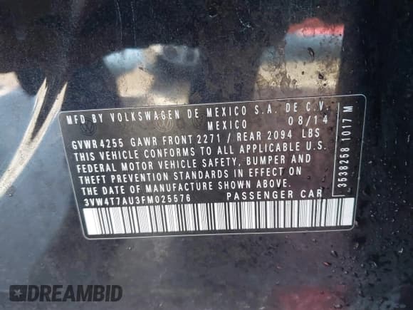 ✅ 2015 Volkswagen Golf GTI S • VIN: 3VW4T7AU3FM025576 • Lot: 42567225. Listed on IAAI with 130,202 mi. Free auction sales archive from the USA and detailed vehicle history report at DreamBid. Image 9.