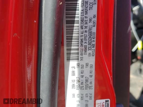 2017 Ram 1500 Tradesman с VIN 3C6JR6DG3HG687011, выставлен на аукционе Copart как лот 49291755 с пробегом 70 647 миль миль и Чистый • Clean title. История ставок и продаж доступна на DreamBid. Изображение 12.