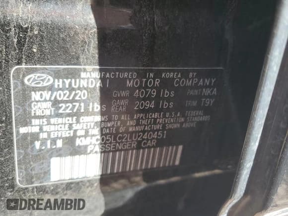 ✅ 2020 Hyundai Ioniq Limited • VIN: KMHC05LC2LU240451 • Lot: 47824335. Wystawiony na Copart z przebiegiem 89 633 mil. Bezpłatny archiwum sprzedaży aukcyjnych z USA i szczegółowy raport historii pojazdu na DreamBid. Zdjęcie 12.
