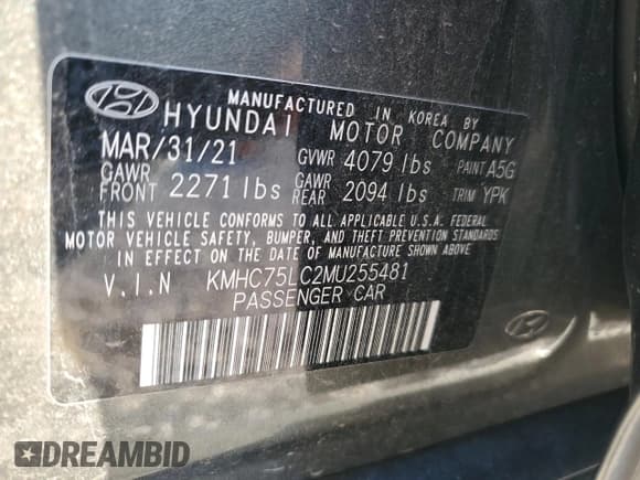 ✅ 2021 Hyundai Ioniq SE • VIN: KMHC75LC2MU255481 • Lot: 75597794. Wystawiony na Copart z przebiegiem Nie podano. Bezpłatny archiwum sprzedaży aukcyjnych z USA i szczegółowy raport historii pojazdu na DreamBid. Zdjęcie 14.