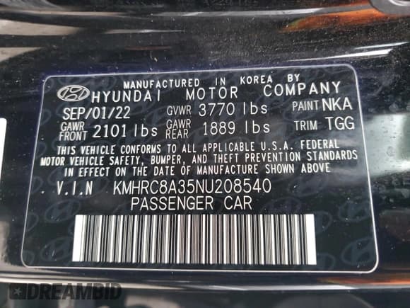 ✅ 2022 Hyundai Venue SEL • VIN: KMHRC8A35NU208540 • Lot: 83549054. Listed on Copart with 67,516 mi. Free auction sales archive from the USA and detailed vehicle history report at DreamBid. Image 12.