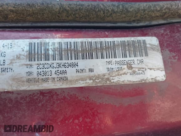 ✅ 2019 Dodge Charger Scat Pack • VIN: 2C3CDXGJ3KH634804 • Lot: 43247149. Listed on IAAI with Not provided. Free auction sales archive from the USA and detailed vehicle history report at DreamBid. Image 9.