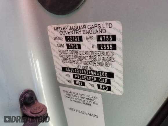 ✅ 2003 Jaguar S-Type • VIN: SAJEA01T93FM46260 • Лот: 87573835. Опубликован ранее на Copart с пробегом 129 563 миль. Бесплатный доступ к архиву аукционных продаж из США и подробный отчёт об истории автомобиля на DreamBid. Изображение 12.