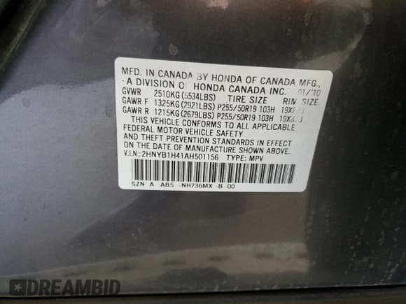 ✅ 2010 Acura ZDX Technology • VIN: 2HNYB1H41AH501156 • Lot: 66219655. Listed on Copart with 148,225 mi. Free auction sales archive from the USA and detailed vehicle history report at DreamBid. Image 13.