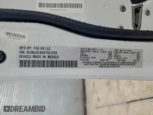 ✅ 2025 Jeep Compass Limited • VIN: 3C4NJDCN4ST521228 • Lot: 94814415. Listed on Copart with 22,302 mi. Free auction sales archive from the USA and detailed vehicle history report at DreamBid. Image 13.