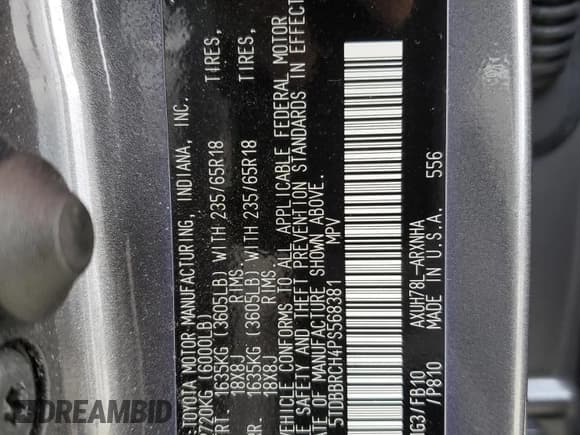 ✅ 2023 Toyota Highlander Hybrid LE • VIN: 5TDBBRCH4PS568381 • Lot: 87419015. Wystawiony na Copart z przebiegiem 70 284 mil. Bezpłatny archiwum sprzedaży aukcyjnych z USA i szczegółowy raport historii pojazdu na DreamBid. Zdjęcie 12.