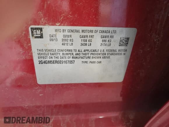 ✅ 2014 Buick Regal Premium I • VIN: 2G4GM5ER6E9167057 • Лот: 56626724. Опубликован ранее на Copart с пробегом Не указан. Бесплатный доступ к архиву аукционных продаж из США и подробный отчёт об истории автомобиля на DreamBid. Изображение 12.