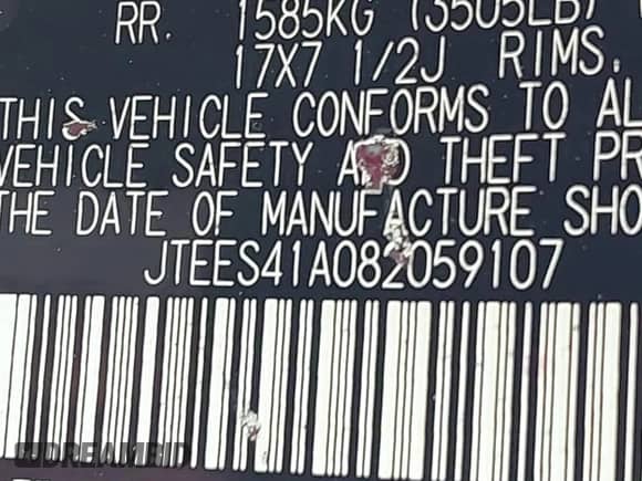 2008 Toyota Highlander с VIN JTEES41A082059107, выставлен на аукционе IAAI как лот 43272500 с пробегом 228 850 миль миль и . История ставок и продаж доступна на DreamBid. Изображение 9.