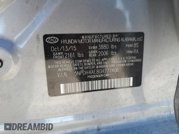 2016 Hyundai Elantra SE с VIN 5NPDH4AE8GH777406, выставлен на аукционе Copart как лот 84405575 с пробегом 108 042 миль миль и Списание • Salvage title. История ставок и продаж доступна на DreamBid. Изображение 12.