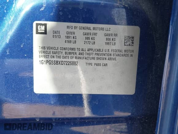 2013 Chevrolet Cruze LTZ z VIN 1G1PG5SBXD7226882, wystawiony jako IAAI lot #43396275 z przebiegiem 140 683 mil mil oraz . Historia ofert i sprzedaży dostępna na DreamBid. Obrazek 9.