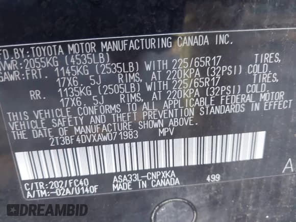 ✅ 2010 Toyota RAV4 • VIN: 2T3BF4DVXAW071983 • Лот: 43503171. Опубликован ранее на IAAI с пробегом 199 377 миль. Бесплатный доступ к архиву аукционных продаж из США и подробный отчёт об истории автомобиля на DreamBid. Изображение 9.