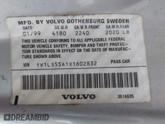 ✅ 1999 Volvo S70 • VIN: YV1LS55A1X1602832 • Lot: 41419464. Wystawiony na IAAI z przebiegiem 243 610 mil. Bezpłatny archiwum sprzedaży aukcyjnych z USA i szczegółowy raport historii pojazdu na DreamBid. Zdjęcie 9.