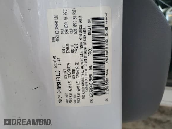 ✅ 2008 Dodge 2500 ST • VIN: 3D7KR28A48G166008 • Лот: 42439575. Опубликован ранее на Copart с пробегом 156 638 миль. Бесплатный доступ к архиву аукционных продаж из США и подробный отчёт об истории автомобиля на DreamBid. Изображение 12.