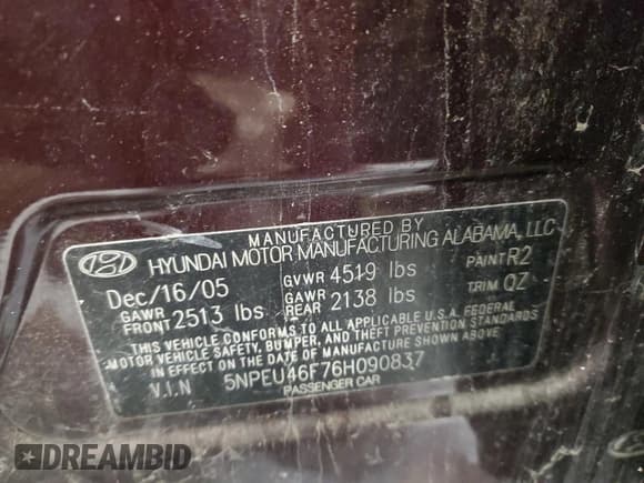 ✅ 2006 Hyundai Sonata GLS • VIN: 5NPEU46F76H090837 • Лот: 44444215. Опубликован ранее на Copart с пробегом 109 886 миль. Бесплатный доступ к архиву аукционных продаж из США и подробный отчёт об истории автомобиля на DreamBid. Изображение 12.