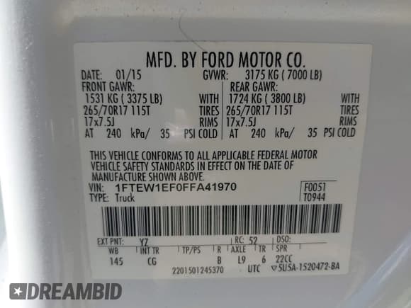 ✅ 2015 Ford F-150 XLT • VIN: 1FTEW1EF0FFA41970 • Lot: 42849214. Wystawiony na IAAI z przebiegiem 56 536 mil. Bezpłatny archiwum sprzedaży aukcyjnych z USA i szczegółowy raport historii pojazdu na DreamBid. Zdjęcie 9.