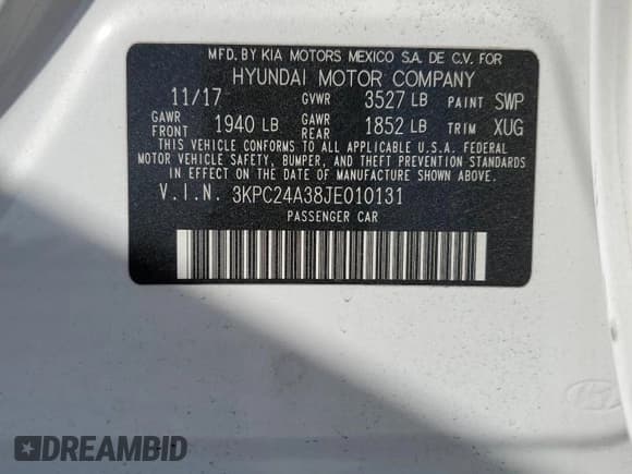 ✅ 2018 Hyundai Accent SE • VIN: 3KPC24A38JE010131 • Лот: 84160894. Опубликован ранее на Copart с пробегом 27 417 миль. Бесплатный доступ к архиву аукционных продаж из США и подробный отчёт об истории автомобиля на DreamBid. Изображение 13.