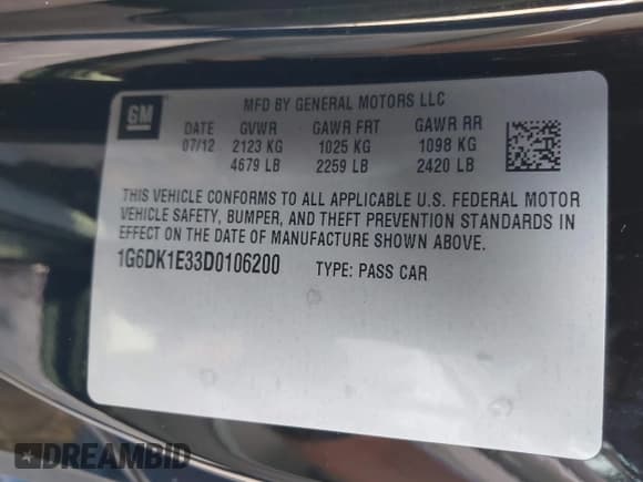 ✅ 2013 Cadillac CTS Performance • VIN: 1G6DK1E33D0106200 • Лот: 41665145. Опубликован ранее на IAAI с пробегом 116 697 миль. Бесплатный доступ к архиву аукционных продаж из США и подробный отчёт об истории автомобиля на DreamBid. Изображение 9.