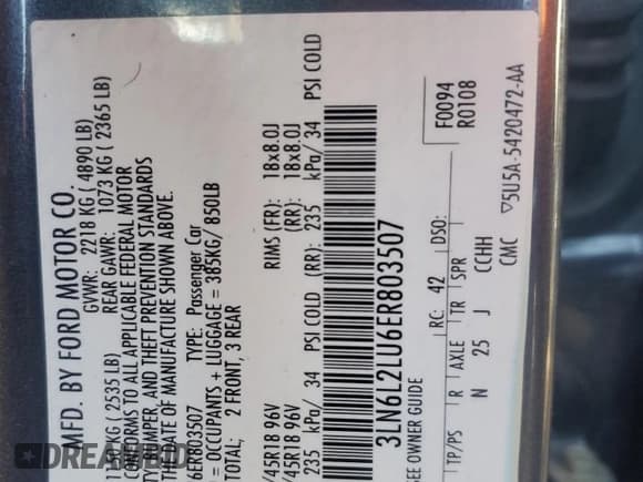 ✅ 2014 Lincoln MKZ Hybrid • VIN: 3LN6L2LU6ER803507 • Лот: 91599935. Опубликован ранее на Copart с пробегом 214 935 миль. Бесплатный доступ к архиву аукционных продаж из США и подробный отчёт об истории автомобиля на DreamBid. Изображение 12.