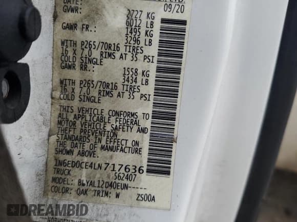 ✅ 2020 Nissan Frontier S • VIN: 1N6ED0CE4LN717636 • Lot: 42811215. Wystawiony na Copart z przebiegiem 177 541 mil. Bezpłatny archiwum sprzedaży aukcyjnych z USA i szczegółowy raport historii pojazdu na DreamBid. Zdjęcie 12.