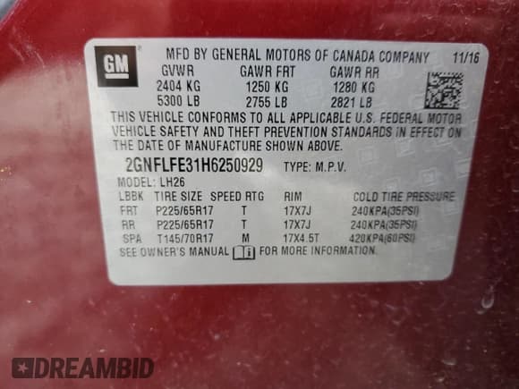 ✅ 2017 Chevrolet Equinox LT • VIN: 2GNFLFE31H6250929 • Лот: 60806244. Опубликован ранее на Copart с пробегом 131 854 миль. Бесплатный доступ к архиву аукционных продаж из США и подробный отчёт об истории автомобиля на DreamBid. Изображение 13.