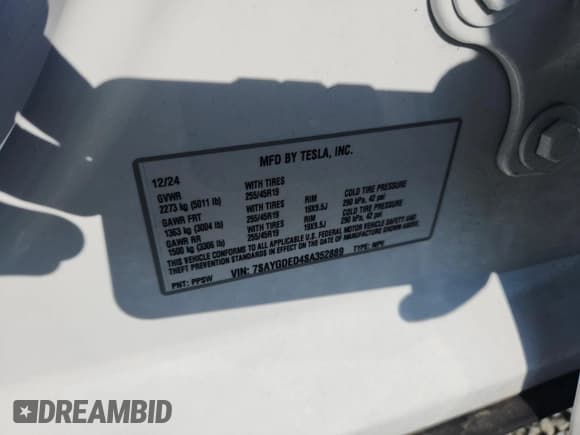 ✅ 2025 Tesla Model Y Long Range • VIN: 7SAYGDED4SA352889 • Лот: 80346865. Опубликован ранее на Copart с пробегом 7 640 миль. Бесплатный доступ к архиву аукционных продаж из США и подробный отчёт об истории автомобиля на DreamBid. Изображение 13.