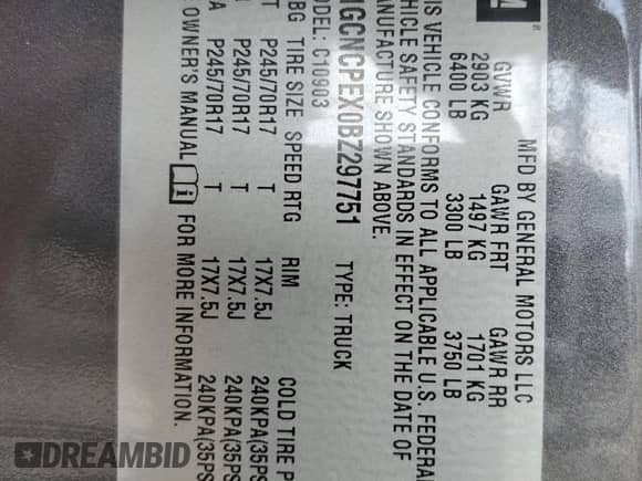 2011 Chevrolet Silverado 1500 Work Truck с VIN 1GCNCPEX0BZ297751, выставлен на аукционе Copart как лот 81333125 с пробегом 224 074 миль миль и Списание • Salvage title. История ставок и продаж доступна на DreamBid. Изображение 12.