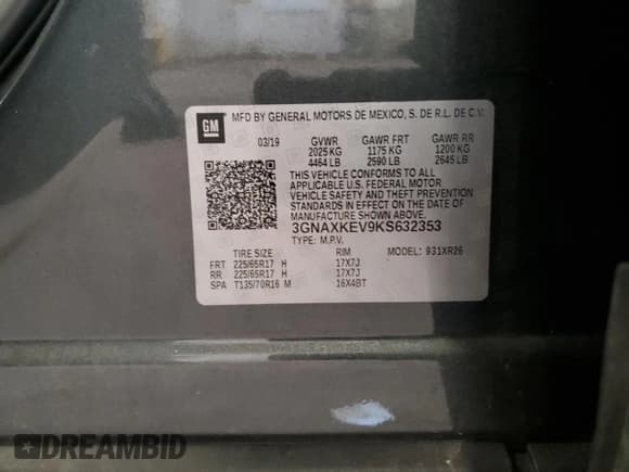 ✅ 2019 Chevrolet Equinox LT • VIN: 3GNAXKEV9KS632353 • Лот: 80131935. Опубликован ранее на Copart с пробегом 74 685 миль. Бесплатный доступ к архиву аукционных продаж из США и подробный отчёт об истории автомобиля на DreamBid. Изображение 14.
