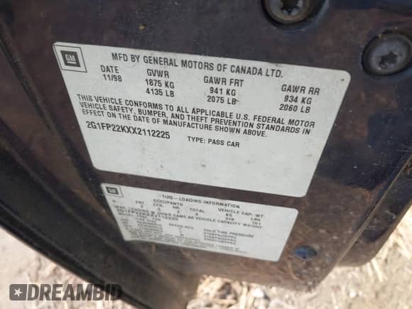 1999 Chevrolet Camaro z VIN 2G1FP22KXX2112225, wystawiony jako IAAI lot #41464711 z przebiegiem 195 188 mil mil oraz . Historia ofert i sprzedaży dostępna na DreamBid. Obrazek 9.