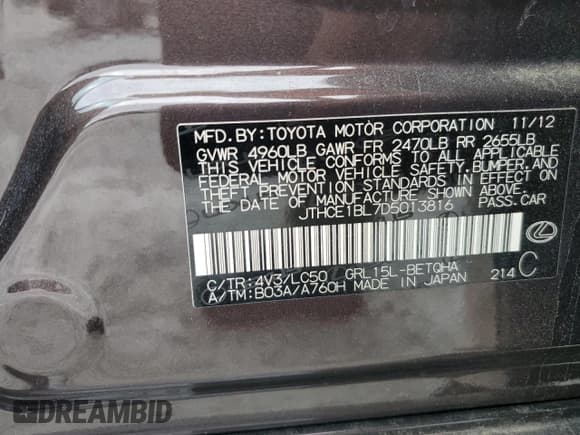 ✅ 2013 Lexus GS 350 • VIN: JTHCE1BL7D5013816 • Лот: 82213635. Опубликован ранее на Copart с пробегом 278 474 миль. Бесплатный доступ к архиву аукционных продаж из США и подробный отчёт об истории автомобиля на DreamBid. Изображение 12.