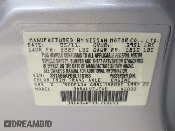 ✅ 2011 Nissan Sentra SL • VIN: 3N1AB6AP0BL718153 • Lot: 42194702. Listed on IAAI with 102,897 mi. Free auction sales archive from the USA and detailed vehicle history report at DreamBid. Image 9.