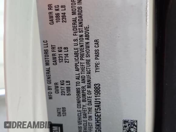 ✅ 2010 Cadillac DTS 1SD • VIN: 1G6KH5EY5AU119883 • Lot: 93850895. Listed on Copart with 75,246 mi. Free auction sales archive from the USA and detailed vehicle history report at DreamBid. Image 12.