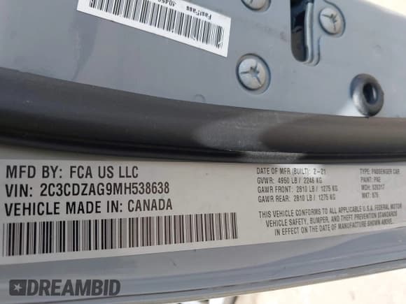 ✅ 2021 Dodge Challenger SXT • VIN: 2C3CDZAG9MH538638 • Lot: 42593682. Wystawiony na IAAI z przebiegiem 97 447 mil. Bezpłatny archiwum sprzedaży aukcyjnych z USA i szczegółowy raport historii pojazdu na DreamBid. Zdjęcie 9.