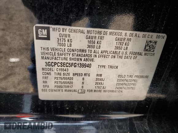 ✅ 2015 Chevrolet Silverado 1500 LTZ • VIN: 3GCPCSEC5FG139940 • Лот: 50695995. Опубликован ранее на Copart с пробегом 180 851 миль. Бесплатный доступ к архиву аукционных продаж из США и подробный отчёт об истории автомобиля на DreamBid. Изображение 12.